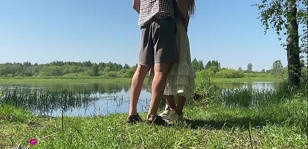  Passionate Sex of a Teen Amateur Couple by a Summer Lake Outdoor